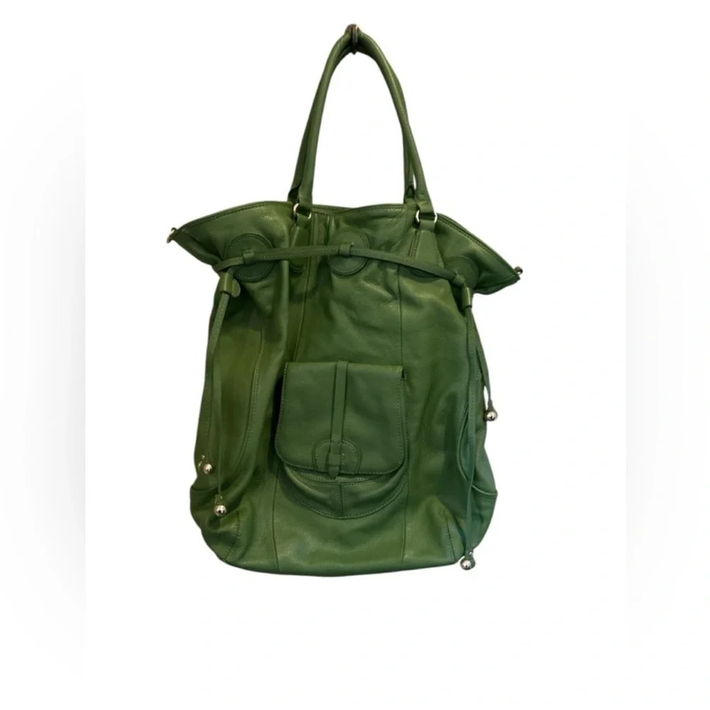 Isaac Mizrahi Vibrant Green Leather Hobo Bag - Picture 3 of 15